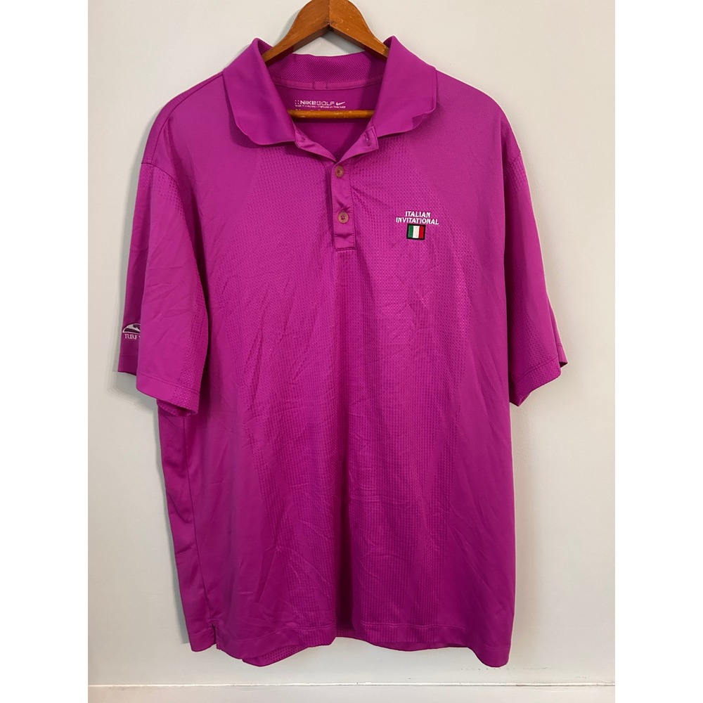 Nike Golf Mens Dri-FIT Polo Shirt Magenta Italian Invitational Turf Valley Large